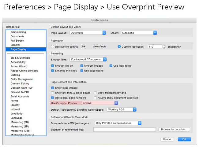 Overprint Preview Settings for Mac